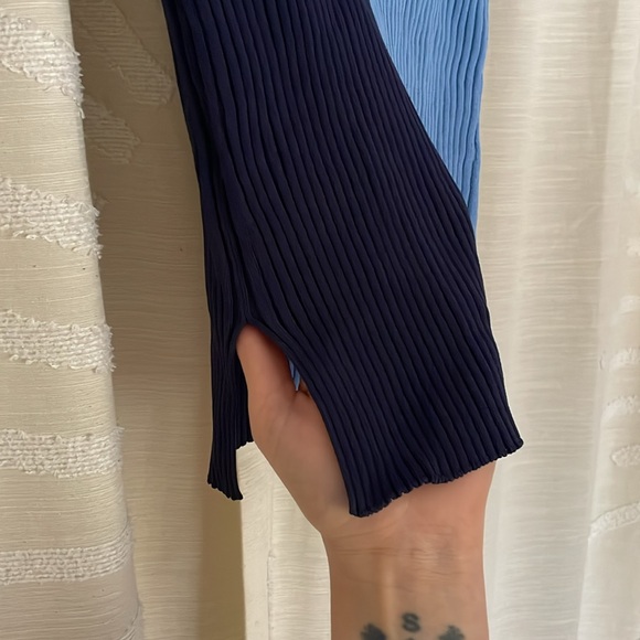 Staud “Brice” Sweater | Blue bicolor collared s/s sweater Size M - Picture 3 of 6